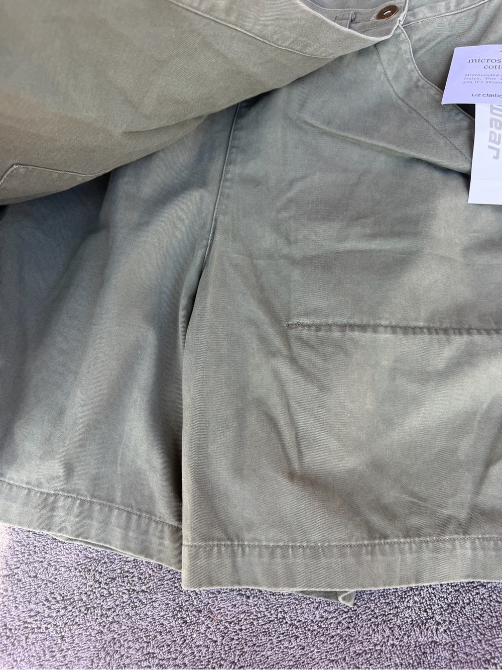 VTG NWT LizWear Liz Claiborne Wrap Skort 12 Olive Green Cotton Utility Pockets - Picture 5 of 9